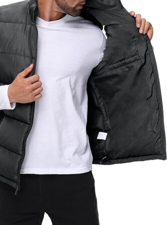 Чоловіча пухова жилетка, водовідштовхуюча, без рукавів, зі стійким коміром, на блискавці, зимова, теплий верхній одяг (M, сірий темно-сірий)