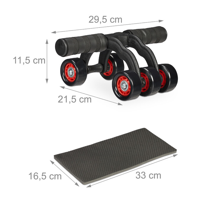 Relaxdays Abdominal Roller with 5 Wheels and Knee Pad