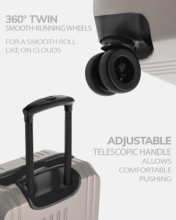 Набір валіз FERGÉ 3 шт. з жорстким корпусом та TSA-замком Cannes. Валізи-ролери (Handgepäck, L, XL). Жорсткий корпус, міцний полікарбонат, 4 колеса, валіза XL 75 см, колір Ivory-matt