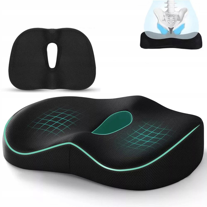 Ортопедична подушка для сидіння з ефектом пам'яті (Memory Foam), профільна, велика — для стільця та крісла