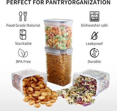 Набір контейнерів для їжі Hibisaws 12 шт. з кришкою, BPA-free, 100% герметичні, прозорі, 6 x 1L та 6 x 0.5L, для зберігання їжі та заморожування