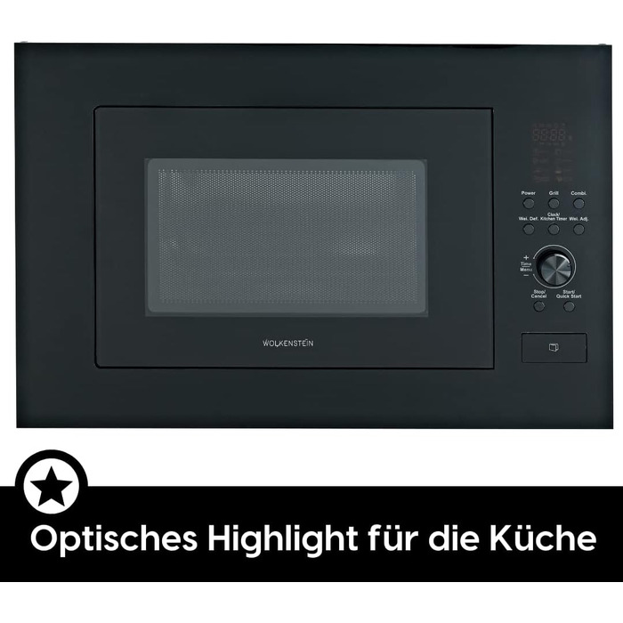Вбудована мікрохвильова піч Wolkenstein WMW900-25GB EB | 900 Вт, 25 л, 8 програм, чорний колір