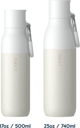 LARQ Bottle Flip Top 500ml - Insulated Stainless Steel Water Bottle with Straw | Reusable Water Bottle for Sports, Gym, and Travel | Keeps Drinks Cold, (740 ml, Granite White)