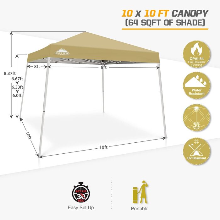 EAGLE PEAK 3 m x 3 m Pop-Up Tent with Sloping Legs