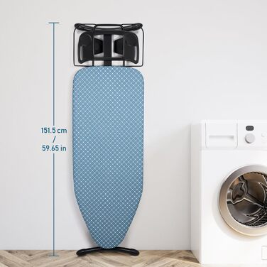 Гладильна дошка Duwee Extra Wide Deluxe з підставкою для праски, термостійкий чохол та товстий фетровий наклад, стабільні ніжки, 117 x 43 см
