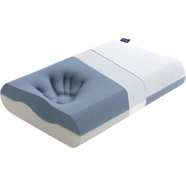 Ортопедична подушка BedStory з гелевою піною Memory Foam, ергономічна, дві жорсткості, знімний чохол, 40x60x11 см, синя