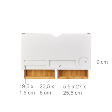 Relaxdays Bamboo Monitor Stand with 2 Drawers, White