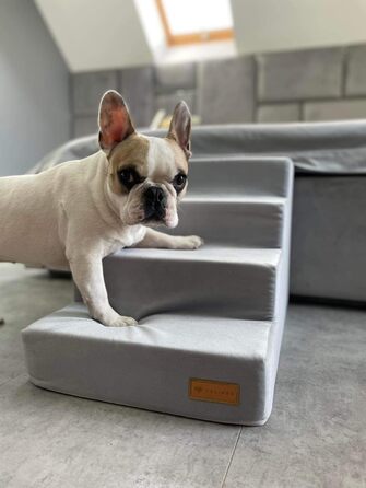 Сходинка для собак Velinda з 4 сходинками, також підходить для котів. Допомога у входженні для домашніх тварин. Матеріал: пінопласт. Колір: темно-синій