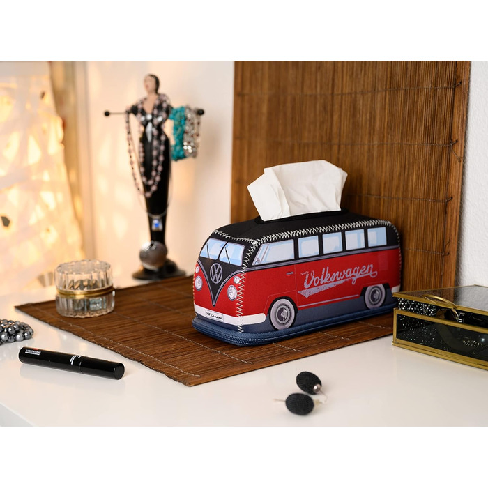 Диспенсер для паперових серветок BRISA VW Collection у стилі Volkswagen T1 Bulli (24 см, червоно-чорний)