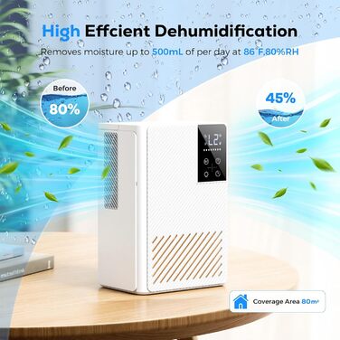 Електричний осушувач повітря, тихий, 2500 мл з LED дисплеєм, таймером та авторозморожуванням. Ідеально для дому, спальні, ванної кімнати