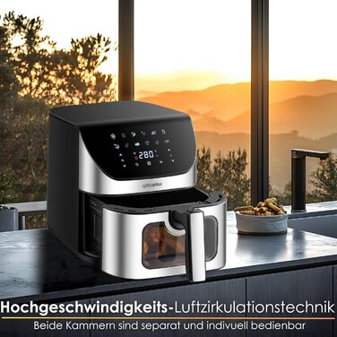 Hot Air Fryer 8 Liter 4 in 1 with Viewing Window, Mini Oven, Grill, Bake, Dehydrate, Fry. Hot Air Fryer, Fryer without Oil, Air Fryer, Hot Air Oven, Hot Air Grill, Dehydrator.