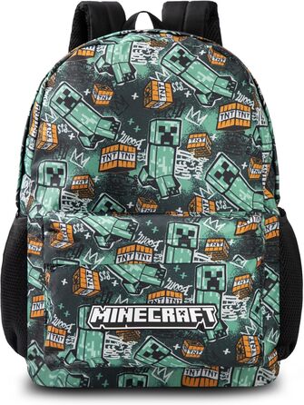 Рюкзак Minecraft для хлопчиків: ігровий рюкзак з принтами Creeper, Zombie, Skelett, Enderman та Павук з печери | Для школи, подорожей, геймінгу та щоденних виходів (Aop Creeper)