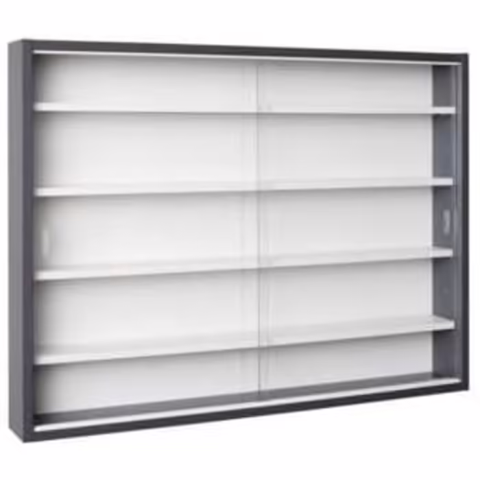 Inter Link - Collector's Display Cases - Hanging Display Case - Wall Shelf - Glass Display Case - Wall Display Case - Hanging Shelf - Showcase - MDF - Gray/White (80x60x9.5 cm) Collecty Gray Gray, White