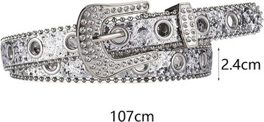 Жіночий пояс Fenteer з стразами, джинсовий, з пряжками, шкіряний, ширина 3,5 см (білий, 2,4 см)