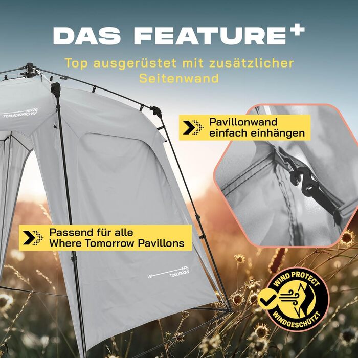 Lumaland Outdoor 2.5 x 2.5m | Waterproof & UV Protection | Garden Tent incl. 1 Side Wall & Bag & Stakes | Robust Camping & Party Tent | Pop Up Tent Setup in 2 Minutes [] (Side Wall, Light Gray)