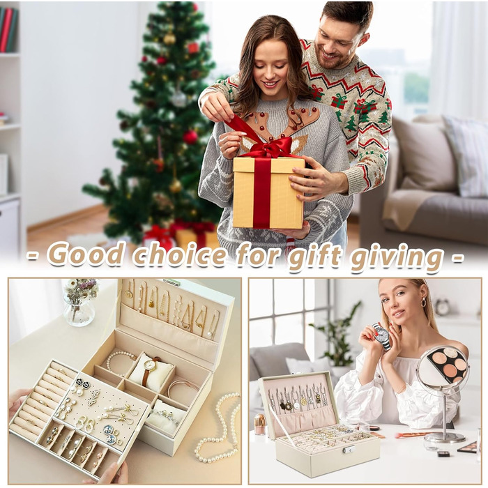 Шкатулка для прикрас XPOOP з відділеннями, для жінок, з ключем, знімний лоток, для кілець, сережок, браслетів, намист, брошей