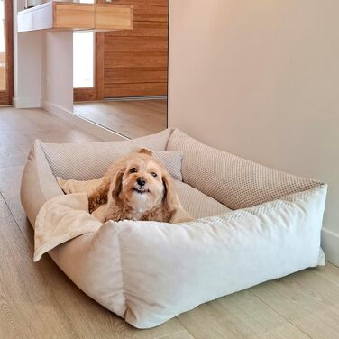 М'яке ліжко для собак 4L Textil Teo, корзина для собак середнього розміру, ліжко-подушка, 60x40 см, бежеве