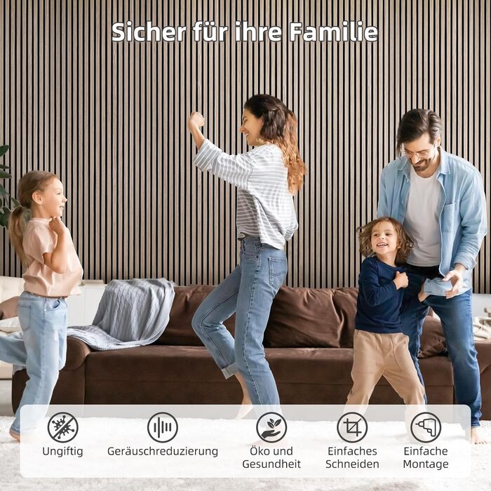 Акустичні 3D-панелі JAMELO з шпоном горіха, самоклеючі стінні панелі для звукоізоляції та декору стін, стелі та дверей, 10 шт. (30x15x1.2 см), колір світлий горіх