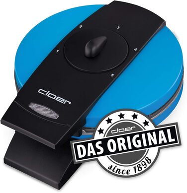 Вафельниця Cloer 1620 для класичних вафель у формі серця, 930 Вт, розмір вафелі 15,5 см, регулювання ступеня прожарювання (Синій, Одинарна)