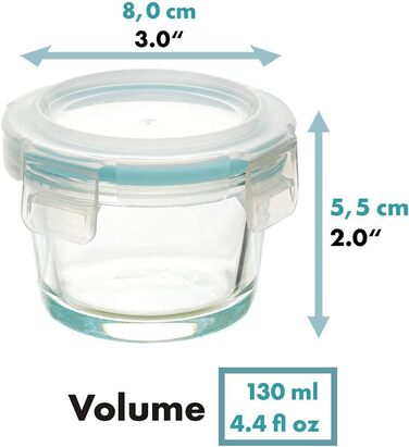 Контейнери для зберігання продуктів Grizzly Glas, набір 6х320 мл, герметичні, з кришкою Click, для духовки, мікрохвильовки та морозильника
