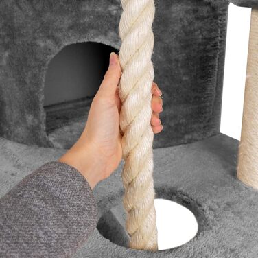 Кігтеточка для котів HAPPYPET 181 см - стабільний кімнатний комплекс з будинком, тунелем та ігровим майданчиком, сірий
