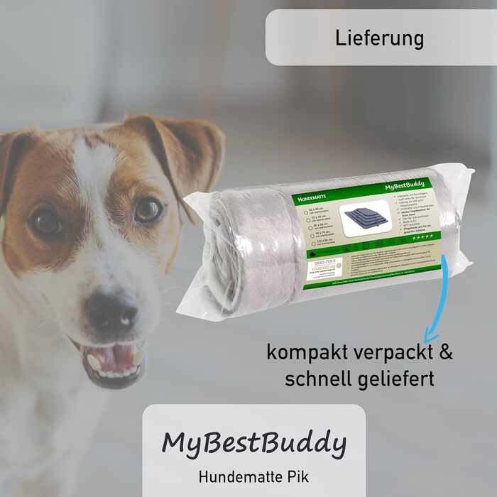 М'яке ліжко для собак MyBestBuddy Pik сірого кольору, 60x40 см, S, для алергіків (100% поліестер), нековзне, можна прати при 40°C, з пухнастим чохлом - килимок для собак, ліжко для маленьких собак, 60 x 40 см