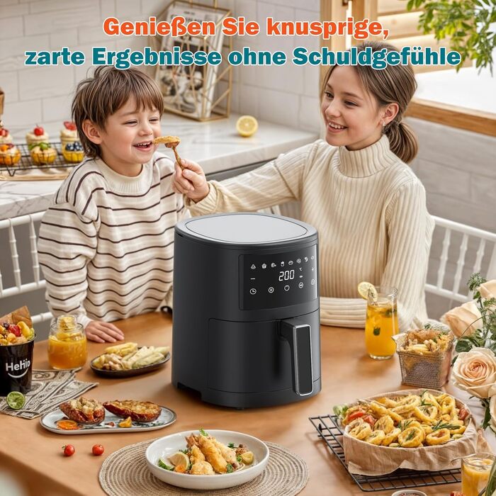 Фритюрниця повітряна Innsky 3.5L, 8-в-1, 1500W з LED-сенсорним екраном, чорна
