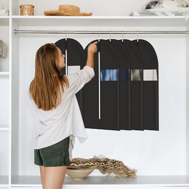 Чохли для одягу 5 шт. 60x140 см, дихаючий матеріал, з блискавкою, для костюмів, пальто, сорочок