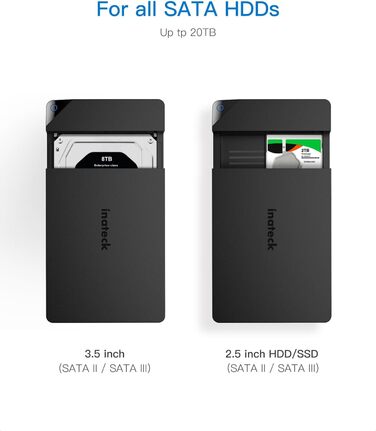 Корпус для жорсткого диска Inateck 3.5 USB 3.0: зовнішній корпус HDD/SSD з підтримкою UASP та живленням 12V/2A (до 20TB)