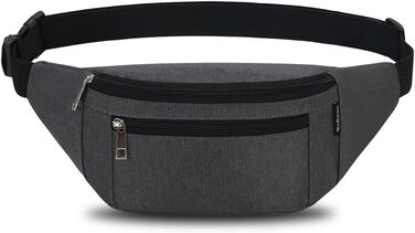 Поясна сумка на пояс, нагрудна сумка, спортивна сумка для чоловіків та жінок, водовідштовхувальна, Doggy Bag, велика, для телефону, через плече, для кемпінгу, піших прогулянок, фітнесу, велосипеда, бігу (темно-сірий)