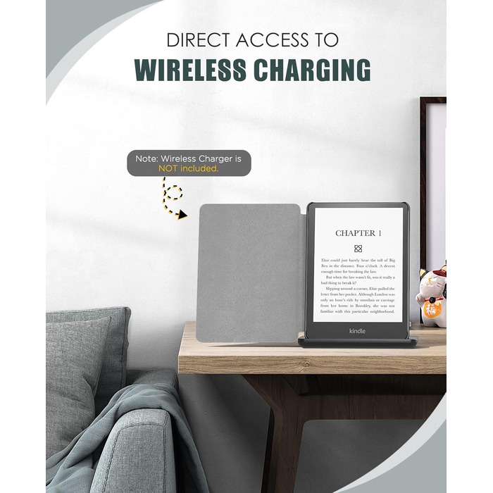 Чохол MoKo для Kindle Paperwhite 11 (2021) 6.8 дюйма, з функцією авто-сплячки, з міцного кожзаму, Signature Edition, Магнолія (чорний та білий)