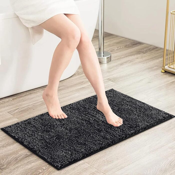 Килимок для дому та ванної кімнати SHACOS, 80 x 120 см, чорно-сірий, з антиковзаючою поверхнею