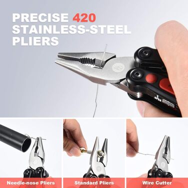 Мультитул BIBURY 14 в 1: плоскогубці, ніж, ліхтарик та інше. З чохлом для ремонту, кемпінгу, подарунок для чоловіка