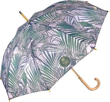 Perletti Green Eco Women's Umbrella - Recycled Material, Automatic Open/Close, 102cm Diameter, White Kentia Flower Design