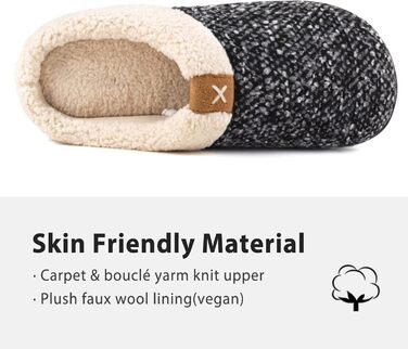 Чоловічі тапочки ULTRAIDEAS з плюшем, теплі зимові тапочки з ворсистим підкладкою, зручні тапочки з піною з пам'яттю, неслизька гумова підошва для дому та вулиці (46/47 EU, Чорний)