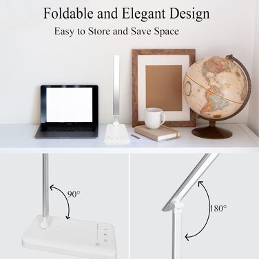 LED настільна лампа з димуванням, 5 рівнів яскравості, 5 кольорів, USB, таймер, сенсорне управління, пам'ять, для дітей, дівчаток