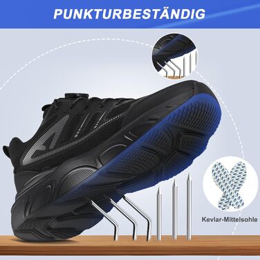 Чоловічі робочі черевики з металевим носком, неслизькі, чорні, 41 EU