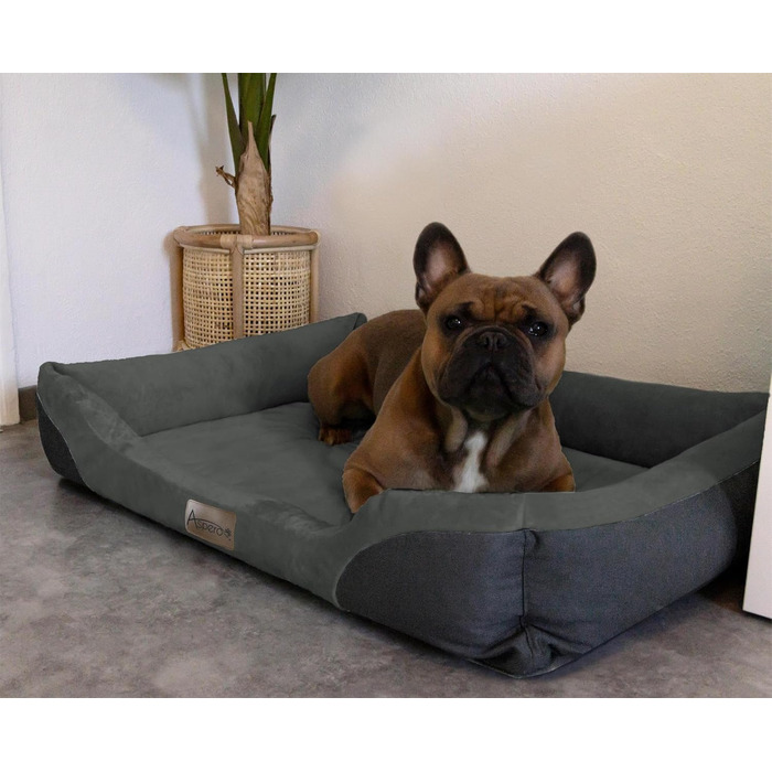 Крісло-ліжко для собак: м'яке, зручне, з високим бортиком. Розміри: 40x50, 60x80, 70x100, 80x120 см. Колір: антрацит