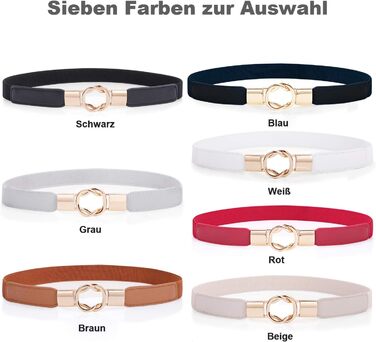 Жіночий еластичний пояс WERFORU (4 шт.) - чорний, коричневий, синій, бежевий - розмір 95-108 см