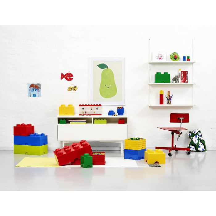 LEGO коробка для зберігання, 4 кнопки, штабельована, 5,7 л, пісочно-зелена