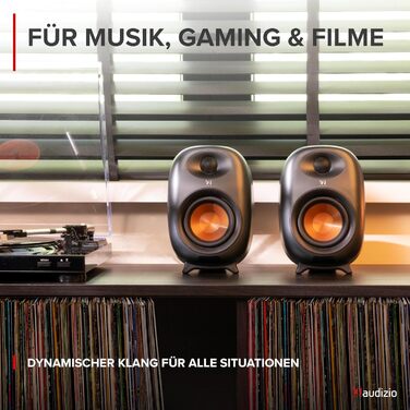 Audizio RS80 HiFi Bluetooth гучномовець, 160 Вт, студійний монітор | Яскравий звук | DSP | 40Hz-20kHz | RCA | USB колонки для ПК, ідеальні для геймерів та меломанів - сірий