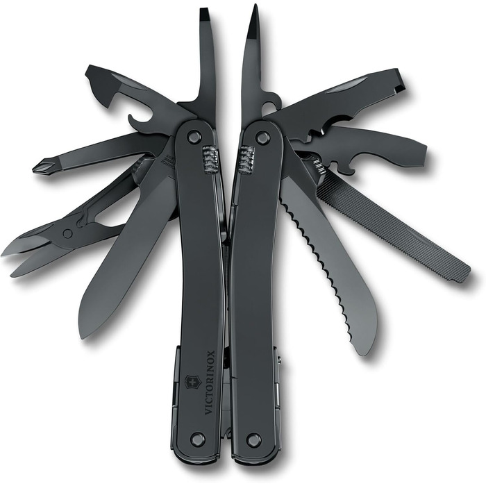 Мультитул Victorinox Swiss Tool Spirit MXBS: 24 функції, з плоскогубцями, викрутками, відкривачкою для консервів, чорний, з нейлоновою сумкою