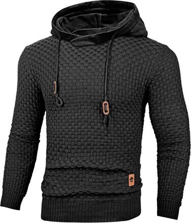 Пуловер чоловічий TARAINYA з капюшоном, теплий светр з довгим рукавом, чорний, XL