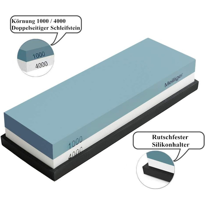 Набір для заточування ножів Schleifstein: двосторонній точило з зернистістю 1000/4000, з антиковзким тримачем