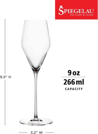 Spiegelau Champagne Glasses 250 ml, 2 Pieces, Definition, 1350169, Crystal Glass Sparkling Wine Glasses, Champagne Glasses Dishwasher Safe