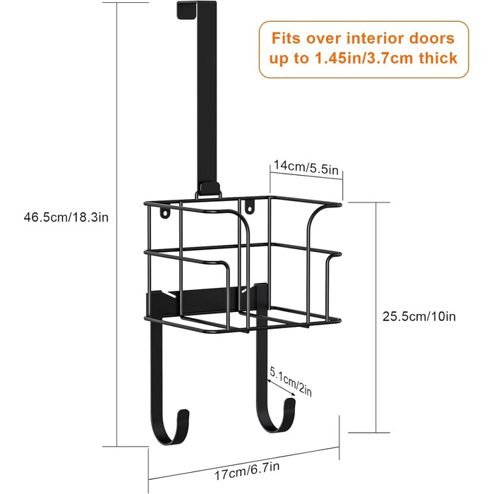 Настінна вішалка для одягу та праски, чорна. Підходить для пральні, прасувальної кімнати. Настінний тримач для праски та одягу.
