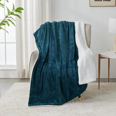 Плюшевий плед SOCHOW з флісу, 220x240 см, блакитно-зелений | Плед для ліжка, дивана, крісла