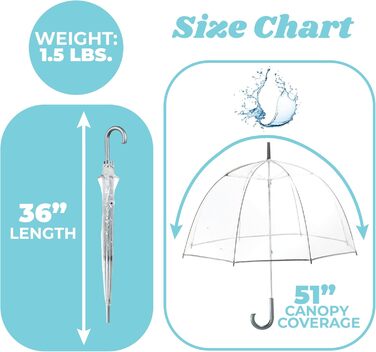 Women's Transparent Umbrella with White and Black Dots - One Size