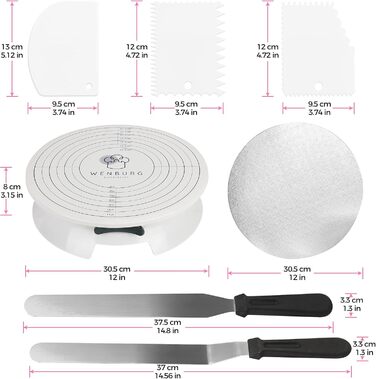 Wenburg Набір для приготування тортів: обертова платформа, декор, аксесуари, E-Book