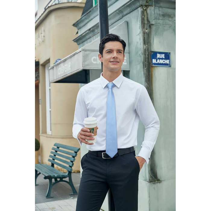 Краватки для чоловіків HISDERN: святкові краватки з кишеньковим хустинкою, класичний візерунок, в клітинку, для весілля та ділових зустрічей, блакитний колір